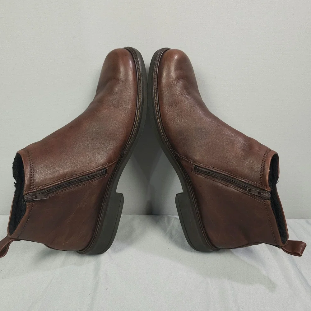 Ecco Holton Chelsea Boots Men 43 US 9 - 9.5 Brown Leather Mid Side Zip GTX